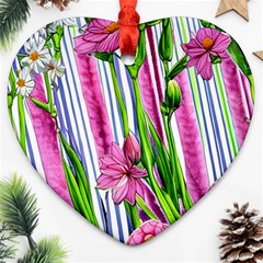 Cherished Blooms – Watercolor Flowers Botanical Ornament (heart) by GardenOfOphir