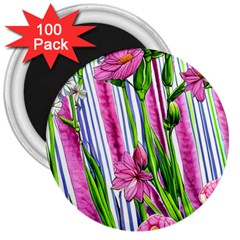 Cherished Blooms – Watercolor Flowers Botanical 3  Magnets (100 Pack) by GardenOfOphir