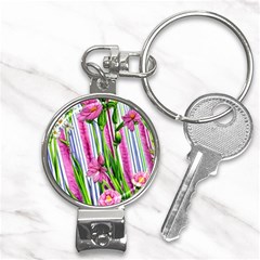 Cherished Blooms – Watercolor Flowers Botanical Nail Clippers Key Chain by GardenOfOphir