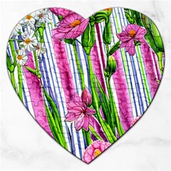 Cherished Blooms – Watercolor Flowers Botanical Jigsaw Puzzle (heart) by GardenOfOphir