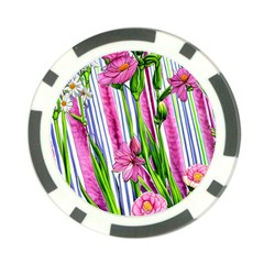 Cherished Blooms – Watercolor Flowers Botanical Poker Chip Card Guard (10 Pack) by GardenOfOphir