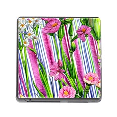 Cherished Blooms – Watercolor Flowers Botanical Memory Card Reader (square 5 Slot) by GardenOfOphir