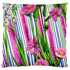 Cherished Blooms – Watercolor Flowers Botanical Large Cushion Case (one Side) by GardenOfOphir