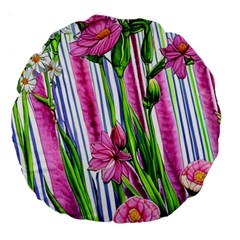 Cherished Blooms – Watercolor Flowers Botanical Large 18  Premium Round Cushions by GardenOfOphir