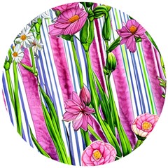 Cherished Blooms – Watercolor Flowers Botanical Wooden Puzzle Round by GardenOfOphir