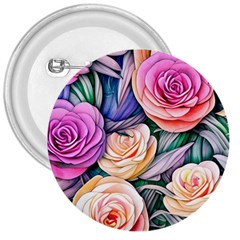 County Charm – Watercolor Flowers Botanical 3  Buttons by GardenOfOphir