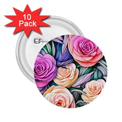 County Charm – Watercolor Flowers Botanical 2 25  Buttons (10 Pack)  by GardenOfOphir