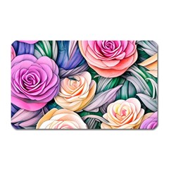 County Charm – Watercolor Flowers Botanical Magnet (rectangular) by GardenOfOphir