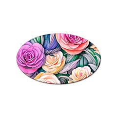 County Charm – Watercolor Flowers Botanical Sticker Oval (10 Pack) by GardenOfOphir