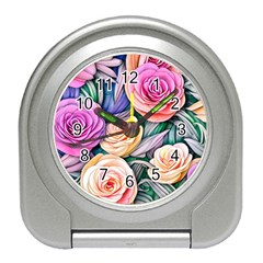 County Charm – Watercolor Flowers Botanical Travel Alarm Clock by GardenOfOphir