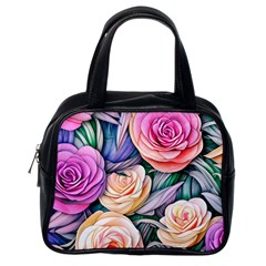 County Charm – Watercolor Flowers Botanical Classic Handbag (one Side) by GardenOfOphir