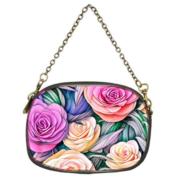 County Charm – Watercolor Flowers Botanical Chain Purse (Two Sides)