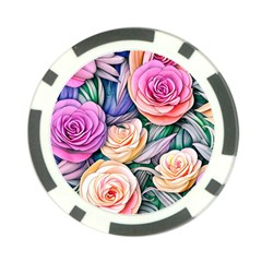 County Charm – Watercolor Flowers Botanical Poker Chip Card Guard (10 Pack) by GardenOfOphir