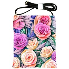 County Charm – Watercolor Flowers Botanical Shoulder Sling Bag by GardenOfOphir