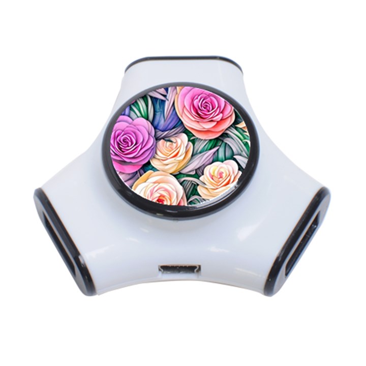 County Charm – Watercolor Flowers Botanical 3-Port USB Hub