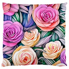 County Charm – Watercolor Flowers Botanical Large Cushion Case (two Sides) by GardenOfOphir