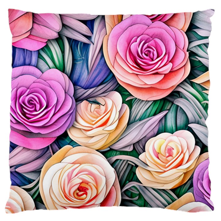 County Charm – Watercolor Flowers Botanical Large Cushion Case (Two Sides)