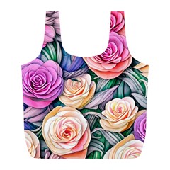 County Charm – Watercolor Flowers Botanical Full Print Recycle Bag (l) by GardenOfOphir