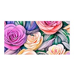 County Charm – Watercolor Flowers Botanical Satin Wrap 35  X 70  by GardenOfOphir