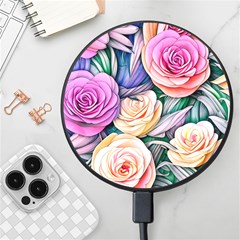 County Charm – Watercolor Flowers Botanical Wireless Fast Charger(black)