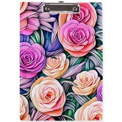 County Charm – Watercolor Flowers Botanical A4 Acrylic Clipboard by GardenOfOphir