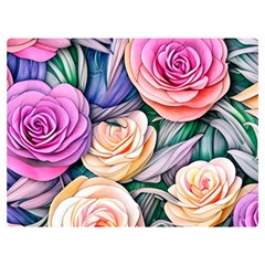 County Charm – Watercolor Flowers Botanical Premium Plush Fleece Blanket (extra Small)