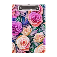 County Charm – Watercolor Flowers Botanical A5 Acrylic Clipboard by GardenOfOphir