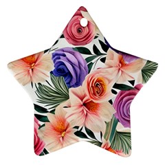 Country-chic Watercolor Flowers Ornament (star)