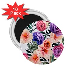 Country-chic Watercolor Flowers 2 25  Magnets (10 Pack)  by GardenOfOphir