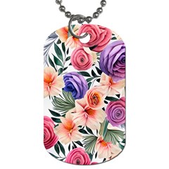 Country-chic Watercolor Flowers Dog Tag (one Side) by GardenOfOphir