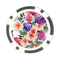 Country-chic Watercolor Flowers Poker Chip Card Guard by GardenOfOphir