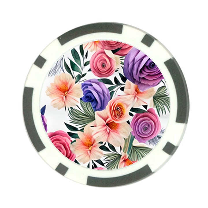 Country-chic Watercolor Flowers Poker Chip Card Guard (10 pack)