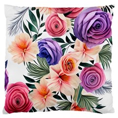 Country-chic Watercolor Flowers Standard Premium Plush Fleece Cushion Case (two Sides) by GardenOfOphir