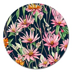 Choice And Creative Watercolor Flowers Magnet 5  (round) by GardenOfOphir