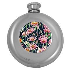 Choice And Creative Watercolor Flowers Round Hip Flask (5 Oz) by GardenOfOphir