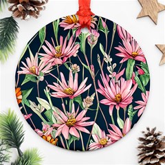 Choice And Creative Watercolor Flowers Round Ornament (two Sides) by GardenOfOphir