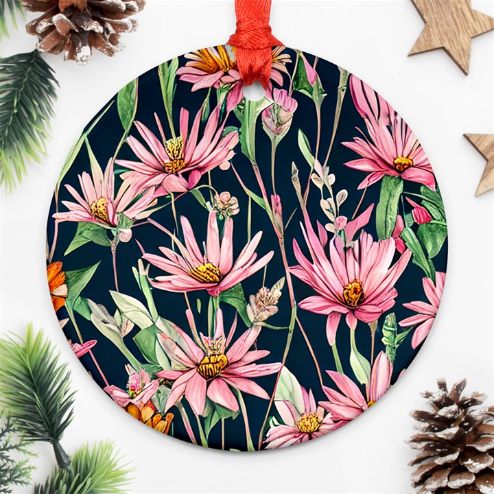 Choice And Creative Watercolor Flowers Round Ornament (Two Sides)