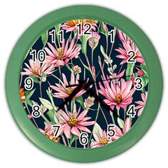 Choice And Creative Watercolor Flowers Color Wall Clock by GardenOfOphir