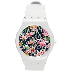 Choice And Creative Watercolor Flowers Round Plastic Sport Watch (m) by GardenOfOphir