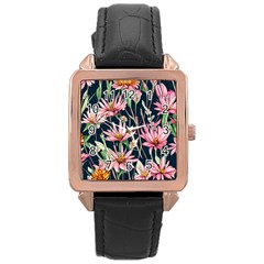 Choice And Creative Watercolor Flowers Rose Gold Leather Watch  by GardenOfOphir