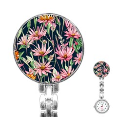 Choice And Creative Watercolor Flowers Stainless Steel Nurses Watch