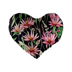 Choice And Creative Watercolor Flowers Standard 16  Premium Flano Heart Shape Cushions Front