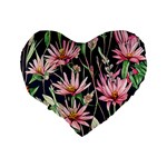 Choice And Creative Watercolor Flowers Standard 16  Premium Flano Heart Shape Cushions Back