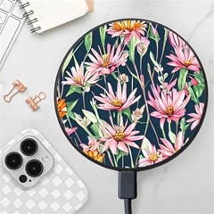 Choice And Creative Watercolor Flowers Wireless Fast Charger(black)