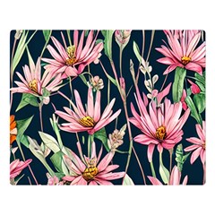 Choice And Creative Watercolor Flowers One Side Premium Plush Fleece Blanket (large)