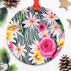 Classy And Chic Watercolor Flowers Ornament (round) by GardenOfOphir