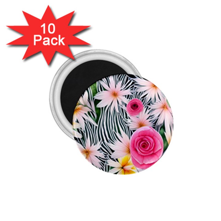 Classy And Chic Watercolor Flowers 1.75  Magnets (10 pack) 