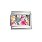 Classy And Chic Watercolor Flowers Italian Charm (9mm) Front