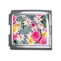 Classy And Chic Watercolor Flowers Mega Link Italian Charm (18mm)