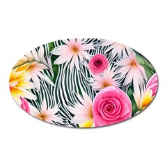 Classy And Chic Watercolor Flowers Oval Magnet by GardenOfOphir